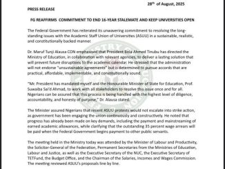 FG Reaffirms Commitment To Resolve ASUU Dispute