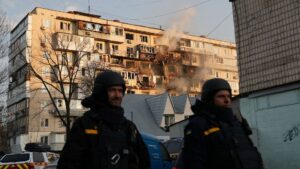 Russian drone slams into block of flats in deadly wave of strikes across Kyiv