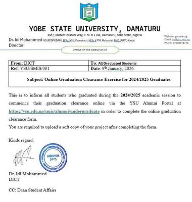 YSU announces online graduation clearance exercise